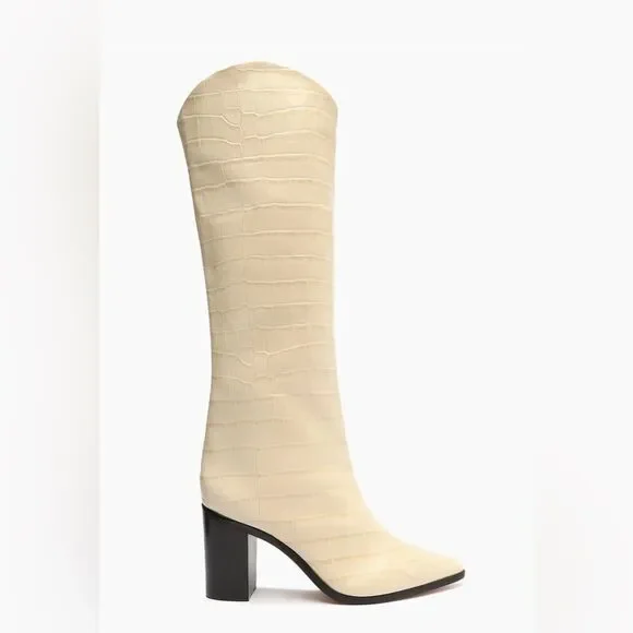 Schutz Maryana Croc-Embossed Leather Boots - Picture 2 of 9